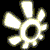 Six white gear-shaped icons with glowing edges arranged in a on black background, one icon partially cropped at bottom left