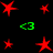 Red star shapes and green '<3' symbols on a black background with no visible animation changes.