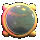 Circular icon with teal center and golden border, showing subtle color shifts