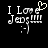 Pixelated text 'I Love Jody' with a heart symbol above 'Love' and a smiley face below, displayed on a black background.