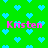Green background with repeating light blue pixelated hearts and four instances of pink text reading 'Kristen' in a pattern
