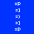=P, =], and =) emoticons arranged in a on blue background; cyan highlight moves through and