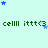 Light cyan background with green text repeating 'celll ittt<3' and scattered blue stars in various sizes.