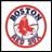 Circular red-bordered emblem with 'BOSTON' arched top and 'RED SOX' bottom, featuring a red sock logo on white background; adjacent text reads 'Red Sox Rule!!'