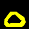 Six yellow outlined shapes on black background with gray rectangle in bottom right corner.