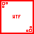 Red 'WTF' text in pixelated font on white background with red border, animated dots appear and disappear around the text across frames.