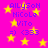 A bright pink background filled with yellow stars and repeated blue text reading "ALLYSON NICOLE VITO =) <333" in a pixelated style.