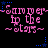 Pixelated text and blue stars on black background, with pink 'Summer in the stars' repeated across two