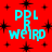 Red background with black starbursts and cyan text 'PDL WEIRD' in pixelated font, showing two distinct states of the same design.