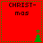 Red square icon with 'CHRIST-mas' text and green Christmas tree symbols in four quadrants, animated to alternate tree positions.