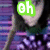 A pixelated image of a character with long dark hair and purple clothing, featuring green text overlays reading 'oh', 'my', and 'EDWARD' across different sections.
