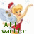 Animated pixel art of a blonde fairy in Santa attire with blue wings, red dress, and Santa hat, holding a pose with one arm raised against a white background with faint snowflakes.
