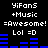 Pixelated text and blue audio waveforms on black background with repeated phrases and emoticons.