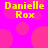 Yellow text "Danielle Rox" on bright pink background with overlapping lighter pink circles, static image.