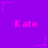Purple background with repeating pink text 'Kate' and pink star patterns in a
