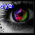 six shows a close-up eye with colorful irises, each displaying different text overlays in distinct colors