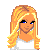 Pixel art icon of a blonde woman with blue eyes, wearing white top and dark pants, paired with text reading 'laugh all you want I'm Hot' below her image.