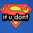 A four- of pixelated Superman S-shield icons with overlaid text on a blue background, each showing distinct text and minor shield variations