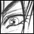 A 48x48 pixel animated contact sheet showing two frames of a grayscale anime-style character icon with visible text on the right frame.