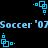 Blue pixelated soccer-themed icon with animated square patterns and 'Soccer '07' text on black background.