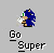 Pixelated character icons in blue and yellow with white gloves, each labeled 'Go Super' below on gray background.