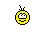 Yellow circular character with black antennae and white eyes, displaying multiple expressions while interacting with various objects including a hammer, anvil, and banned documents.