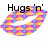 Animated lips with pink, yellow, and blue checkered pattern, displaying text 'Hugs 'n' and 'Kisses' above, transitioning to 'Hunni xx' below.