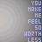 A vertical of repeating text in light blue on a gray radial background, with scattered black pixel artifacts