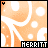 Animated orange background with white swirls and dots, displaying 'MERRITT' text in black-and-white pixelated font at the bottom.