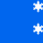 White snowflake icons on a solid blue background, with one small white dot visible between two snowflakes in the central