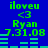Green text and symbols on blue background with repeated elements including 'iloveu', '<3', 'Ryan', '7.31.08', and horizontal bars.