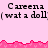 Pink background with repeated text 'Careena (wat a doll)' in black font, bordered by pink pixelated wave patterns.