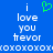 Blue background with white pixelated text reading "i love you forever" and a green pixelated heart symbol above the text.