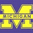 A static pixel art icon divided into four quadrants with a large yellow 'M' over 'MICHIGAN' on purple, 'GO' on blue, and 'BLUE' on blue.