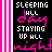 Animated contact sheet of a 48x48 pixel buddy icon showing repeated text patterns with pink and white vertical stripes on black background, displaying frame-by-frame animation changes in text visibility.