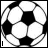 Animated soccer ball icon with changing text labels across frames, displaying 'I', 'LOVE', 'SOCCER...', and multiple 'SOCCER' variations in different colors.