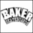 Pixelated grayscale icon shows a stylized character with large eyes and a wide mouth, holding a curved object resembling a sword or staff, set against a plain white background.