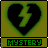 identical pixelated icons featuring a black heart with a green lightning bolt inside, each labeled 'MYSTERY' in green text on a dark olive background