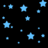 Static pixel art of scattered light blue stars and squares on a black background, rendered in low-resolution digital style with no visible text or motion.