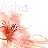 A pink flower with brown stamens and a green stem appears in four identical , each labeled 'Asha' above the bloom