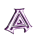 Animated contact sheet of a purple stylized letter A icon with multiple frames showing rotation and perspective changes against white background.