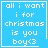Blue square icon with white pixelated text reading 'all i want i for christmas is you boy<3' and a white border, showing four variations with different symbols at the bottom right corner.