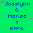 Green background with repeated blue text reading "Josslynn & Marisa = BFF's" and scattered pink/purple stars, showing animation of star positions changing across frames.