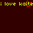 Yellow pixelated text on dark red background reads "i love kaitei" with red heart symbol replacing the 't' in kaitei.
