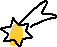Black outline star with yellow center and black lightning bolt tail on gray background; two identical static versions of the icon appear in separate