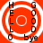 Four identical red circular icons with white concentric rings, black text 'HELLO GOODBYE', and a central dot changing from hollow to solid.