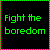 Static pixel art icon with green text on black background, bordered by alternating pink and green vertical stripes.