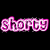 Animated contact sheet showing three frames of a pink neon-style text icon reading 'shorty' against black and gray backgrounds.