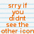 Orange pixelated text on light blue striped background with gray rectangle on right side.
