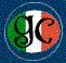 Two side-by-side pixelated images: left shows green and red 'GC' letters in a circle on blue background; right displays white stylized text on black with lightning effects.
